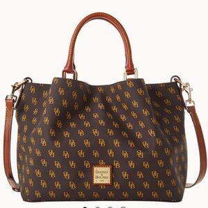Dooney & Bourke Signature Brown Tote with Gold Accents